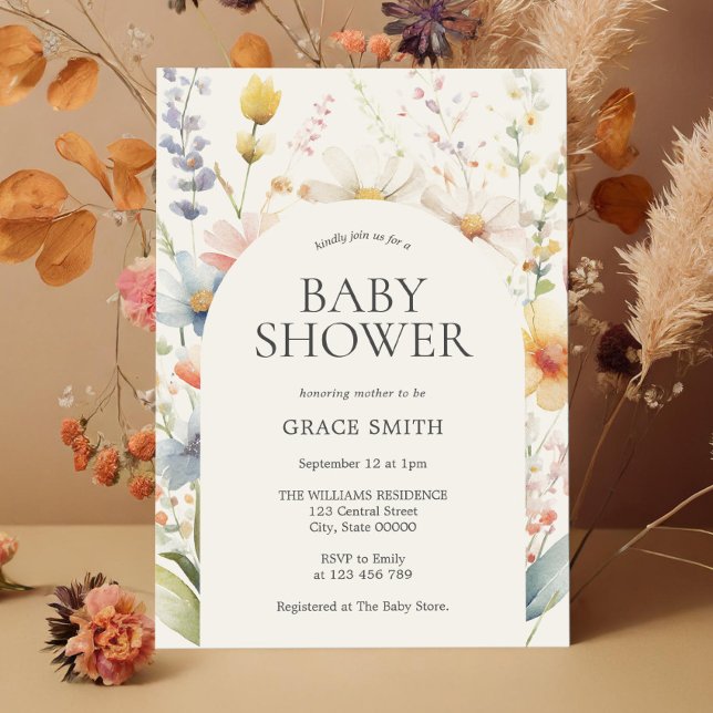 Invitation Baby shower Floral Boho moderne et élégant (Créateur téléchargé)