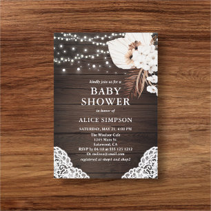 Invitation Baby shower Floral Boho Rustique