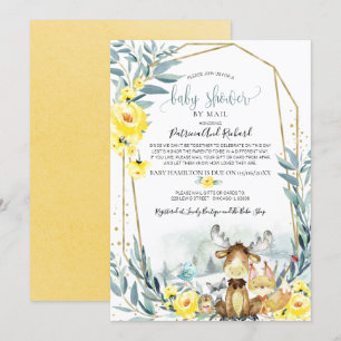 Invitation Baby shower Floral Bois Par Mail