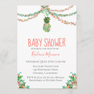 Invitation Baby shower floral botanique d'ananas