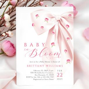 Invitation Baby shower Floral Bow rose