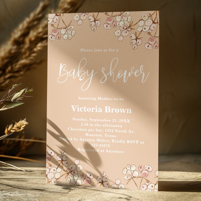 Invitation Baby shower Floral Caramel (Créateur téléchargé)
