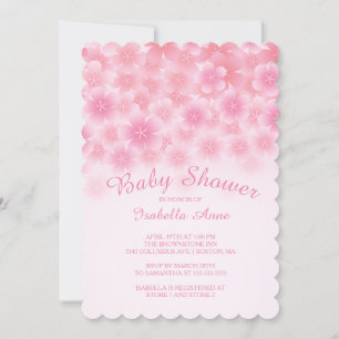 Invitation Baby shower floral cerise en fleurs