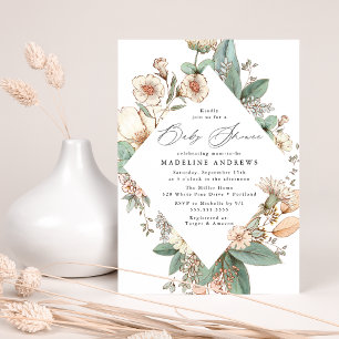 Invitation Baby Shower Floral Champêtre Vintage