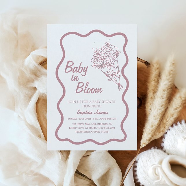 Invitation Baby shower floral - Chic Baby in Bloom (Créateur téléchargé)