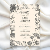 Baby shower floral chiné botanique vintage