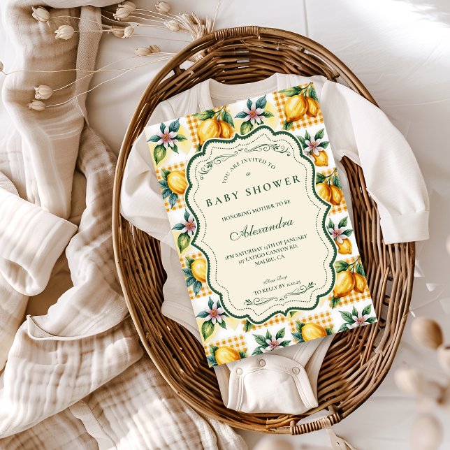 Invitation Baby Shower Floral Citron Frais (Créateur téléchargé)