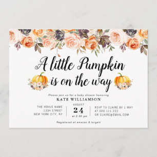 Invitation baby shower floral citrouille