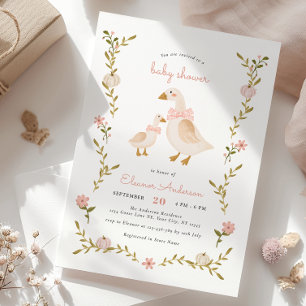 Invitation Baby shower Floral Citrouille Goose Girl