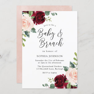 Invitation Baby shower floral clair bébé et brunch