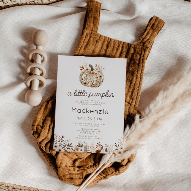 Invitation Baby shower Floral Coquette Little Citrouille (Cozy in Bloom A Little Pumpkin Baby Shower invitation )