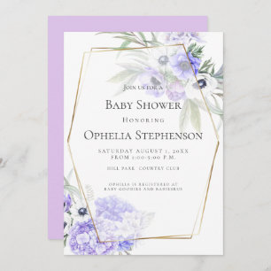 Invitation Baby shower Floral d'anémone violet