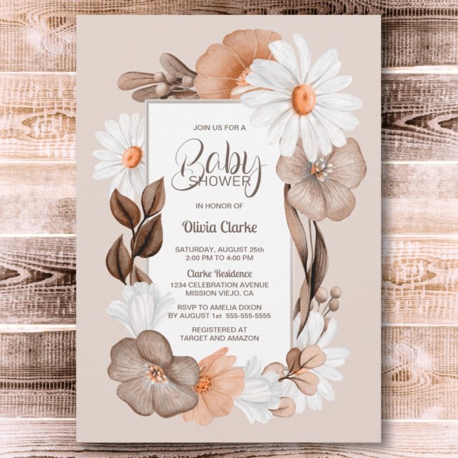 Invitation Baby shower floral d'automne (Créateur téléchargé)