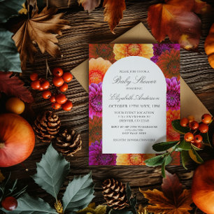 Invitation Baby shower Floral d'automne de Dahlia