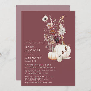 Invitation Baby shower floral d'automne lunaire