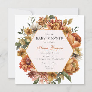 Invitation Baby shower Floral d'automne rustique