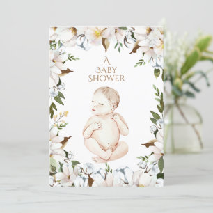 Invitation Baby shower Floral de bébé nouveau-né doux