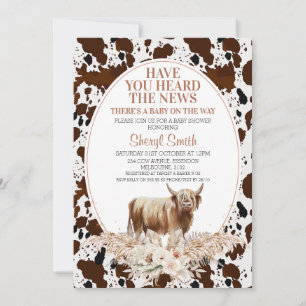 Invitation Baby shower Floral de Boho de vache de Highland