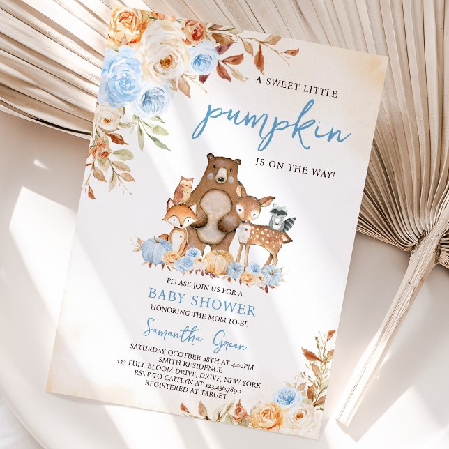 Invitation Baby Shower Floral de Bois d'Automne (Créateur téléchargé)
