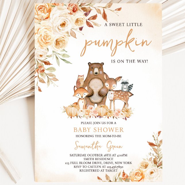 Invitation Baby Shower Floral de Bois d'Automne (Créateur téléchargé)