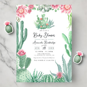 Invitation Baby shower floral de Cactus du désert