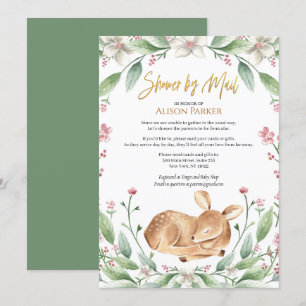 Invitation Baby shower Floral de cerfs de bois par Mail