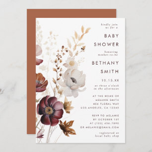 Invitation Baby shower floral de chute d'aquarelle