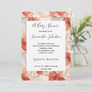 Invitation Baby shower floral de corail d'ivoire rouge