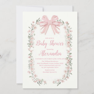 Invitation Baby shower floral de cou rose