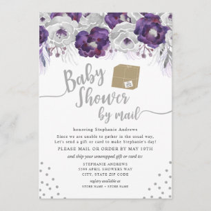 Invitation Baby shower Floral de couleur d'eau violette par c