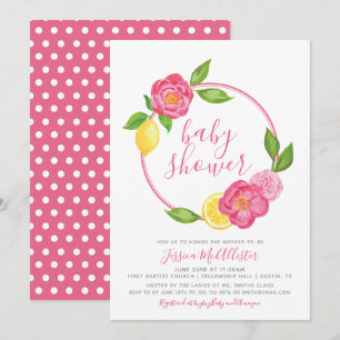 Invitation Baby shower floral de fille de guirlande de citron