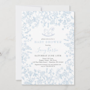 Invitation Baby shower floral de la Chinoiserie bleue Invitat