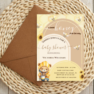Invitation Baby shower floral de l'abeille d'ours