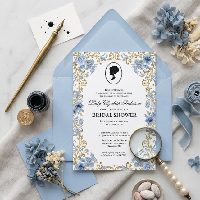 Invitation Baby shower floral de l'ère Régence (Créateur téléchargé)