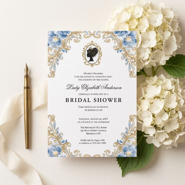 Invitation Baby shower floral de l'ère Régence (Créateur téléchargé)