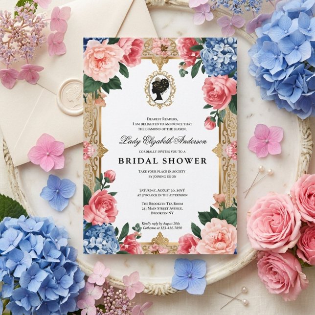 Invitation Baby shower floral de l'ère Régence (Créateur téléchargé)