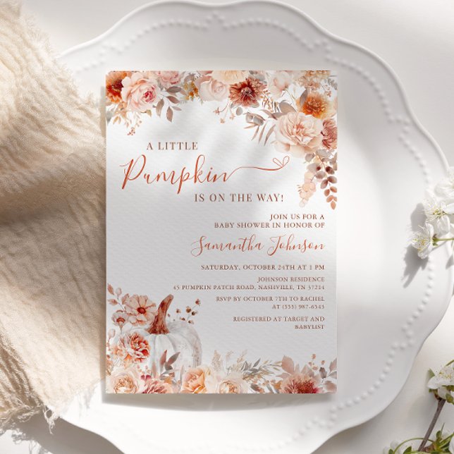 Invitation Baby shower floral de Little Citrouille Fall (Créateur téléchargé)