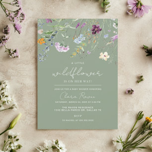 Invitation Baby shower Floral de Little Fleur sauvage Sage
