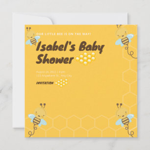 Invitation Baby shower Floral de miel jaune doux