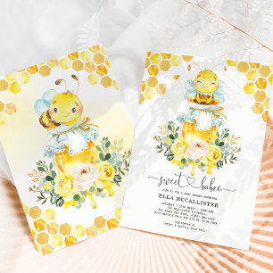 Invitation Baby shower Floral de miel jaune doux
