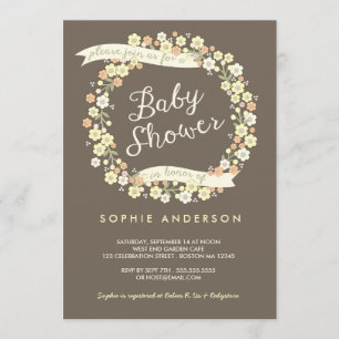 Invitation Baby shower floral de neutre de guirlande de