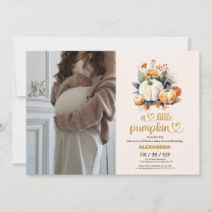 Invitation Baby shower floral de petite citrouille