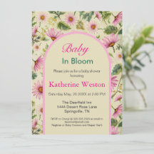 Invitation Baby shower floral de printemps élégant