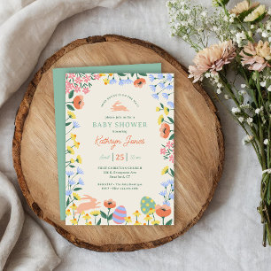 Invitation Baby shower floral de printemps moderne
