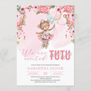 Invitation Baby shower floral de Tedy bear tutu