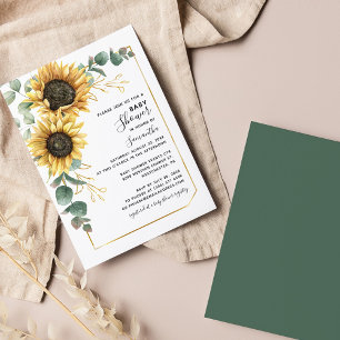 Invitation Baby shower floral de tournesol