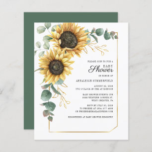 Invitation Baby shower floral de tournesol Budget