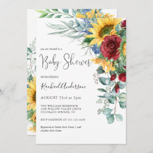Invitation Baby shower floral de tournesol d'aquarelle