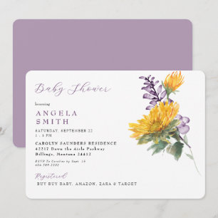 Invitation Baby shower floral de tournesol de lava