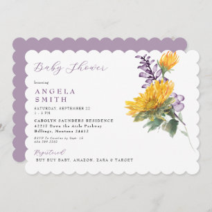 Invitation Baby shower floral de tournesol de Lavande à cale